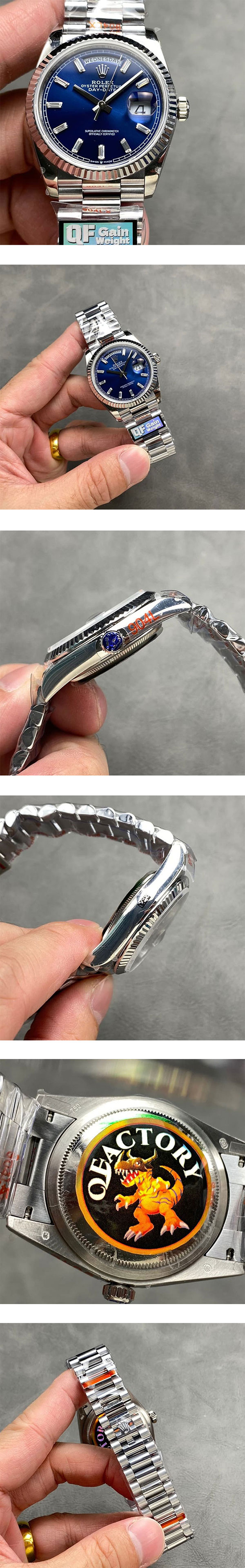 【QF製 加重版】 ロレックスコピー デイデイト M128236-0023 ブルー 愛用者が多い